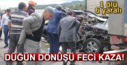 Düğünden dönen aile kaza yaptı: 1 ölü, 6 yaralı