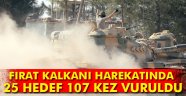 Fırat,da 25 hedef 107 kez vuruldu