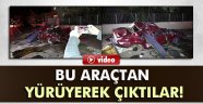 Hurdaya dönen araçtan hafif sıyrıkla kurtuldular!