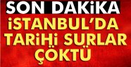 İstanbul'da tarihi surlar çöktü