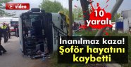 otobüs devrildi: 1 ölü, 10 yaralı