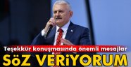 Yıldırım'dan teşekkür konuşması